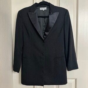 Giorgio Armani Le Collezioni Vintage Black Tuxedo Blazer Satin Lapel‎ Size 6